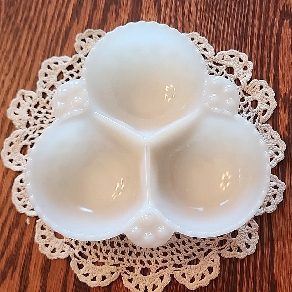 Hobnail Semi Translucent Serving Candy Nut Dish Vintage